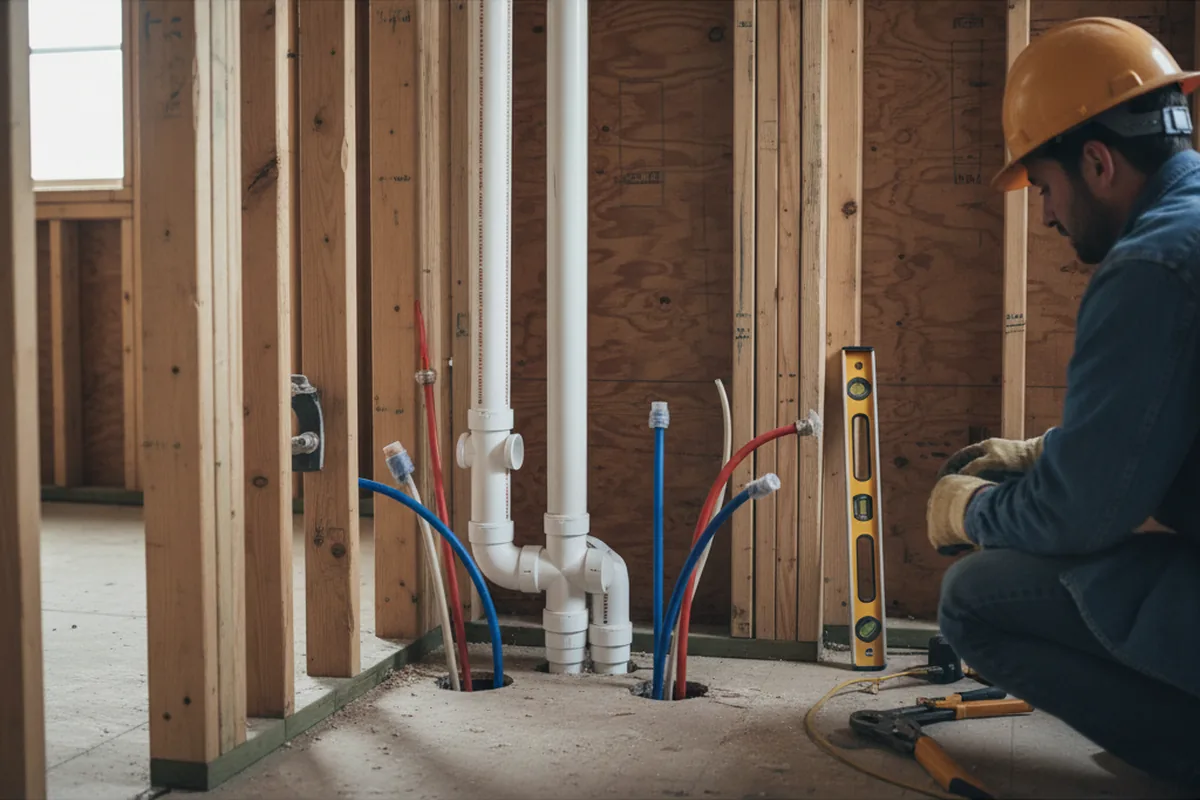 Drain and supply rough-in during Garbage Disposal Repair in Waco