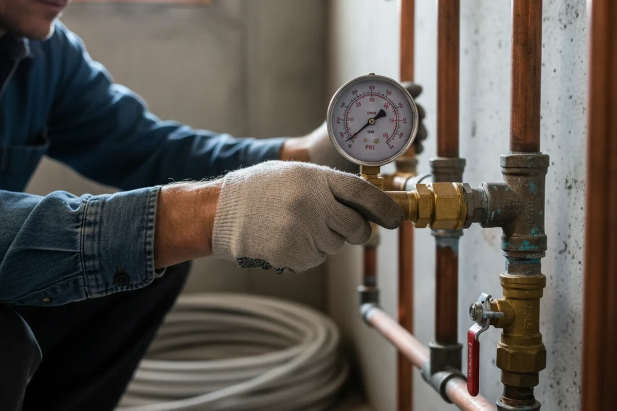 Pressure testing a repaired line during Water Line Repair in Waco
